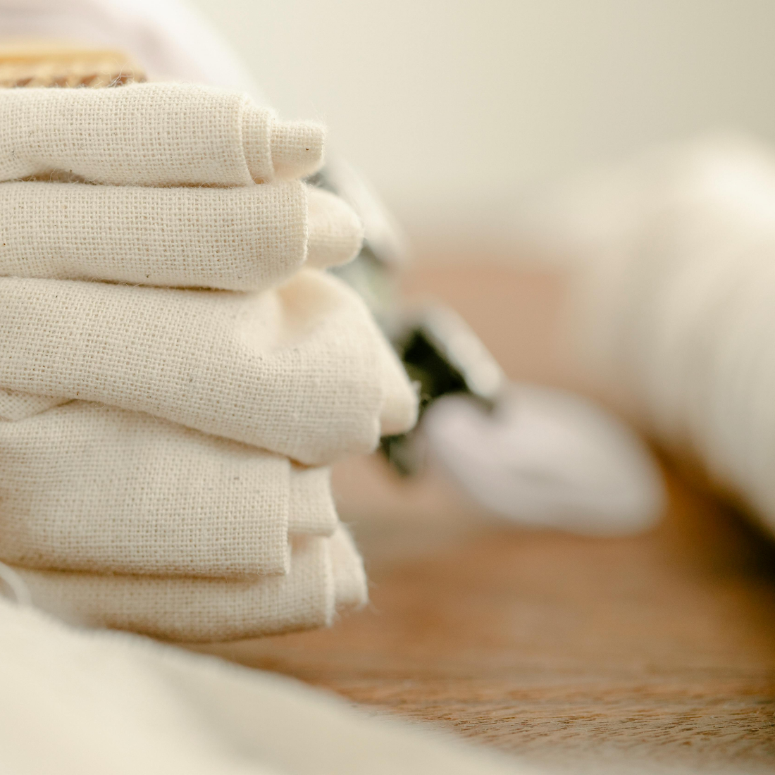 close up of ivory linen fabric