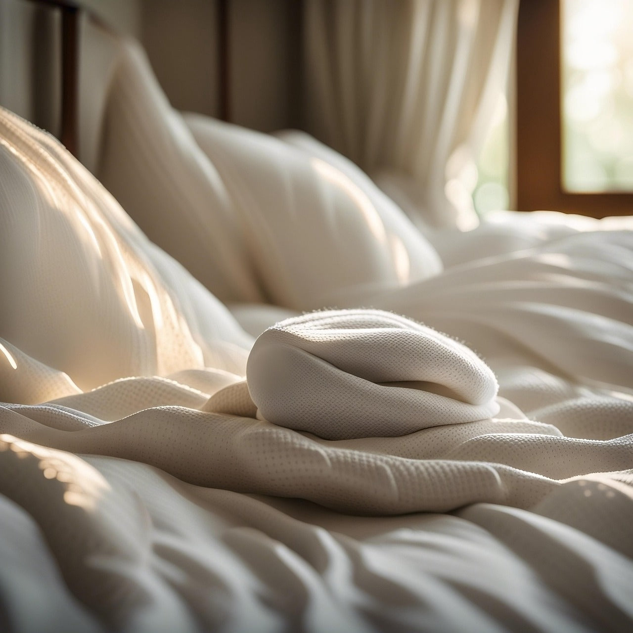 White bedroom bed with pillows and white comforter