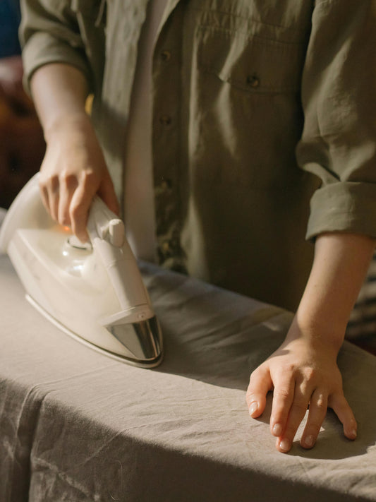 ironing a linen blanket