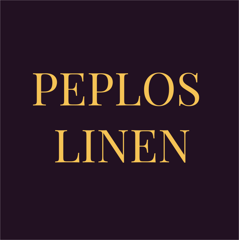 square logo of the company name Peplos Linen